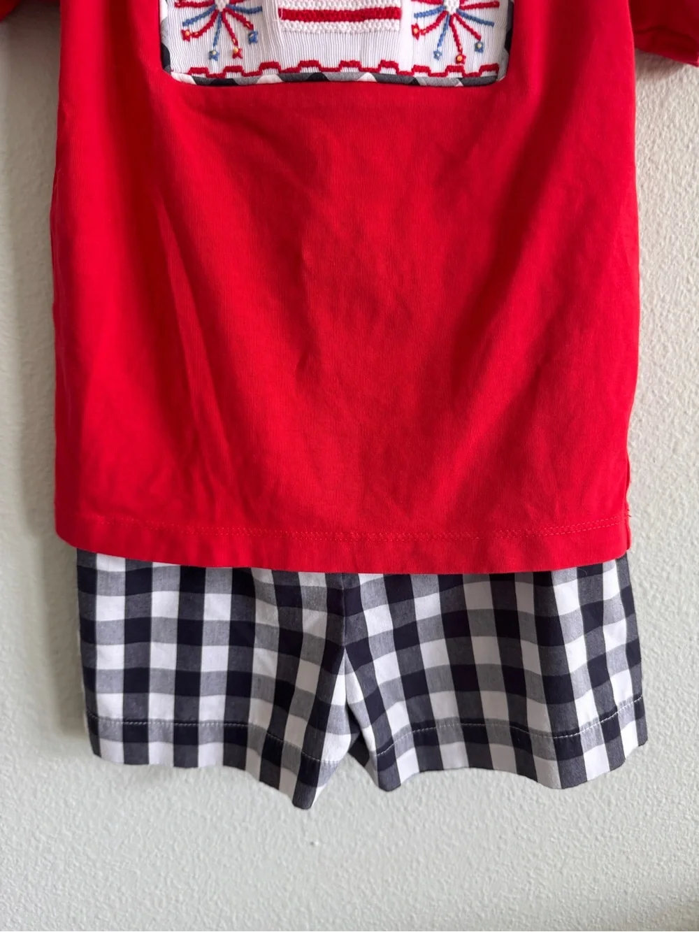 Stitchy Fish Red, White & Blue Set with Flag and Firework Smock Size 18 months